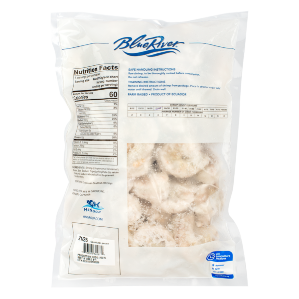 South America Peeled & Deveined Tail-Off White Shrimp 21-25ct, Frozen 2 lb - Image 3