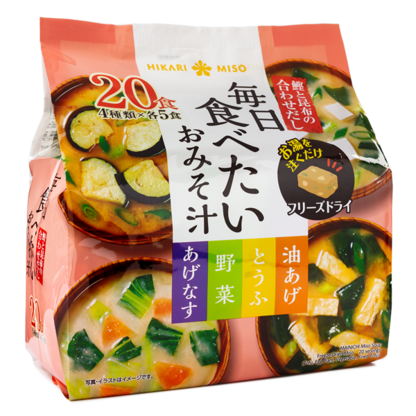 Hikari Instant Miso Soup Freeze Dry 20 meals (4 Flavors x 5meals) 5.7 oz